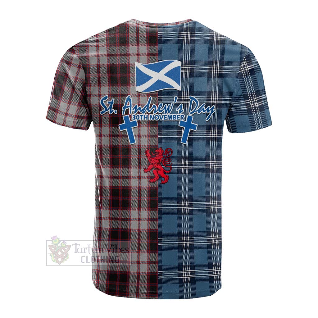 Tartan Vibes Clothing MacPherson (McPherson) Tartan Cotton T-shirt Happy St. Andrew's Day Half Tartan Style