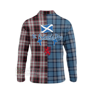 MacPherson (McPherson) Tartan Long Sleeve Polo Shirt Happy St. Andrew's Day Half Tartan Style - Tartan Vibes Clothing
