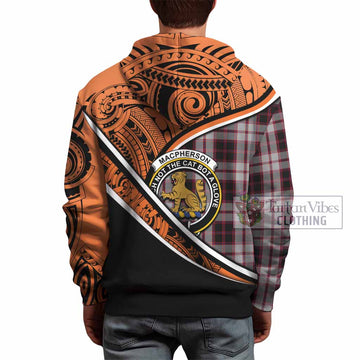 MacPherson (McPherson) Crest Tartan Hoodie with Polynesian Vibes Style - Orange Version