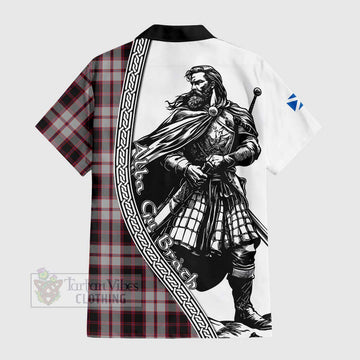 MacPherson (McPherson) Tartan Clan Crest Short Sleeve Button Shirt with Highlander Warrior Celtic Style