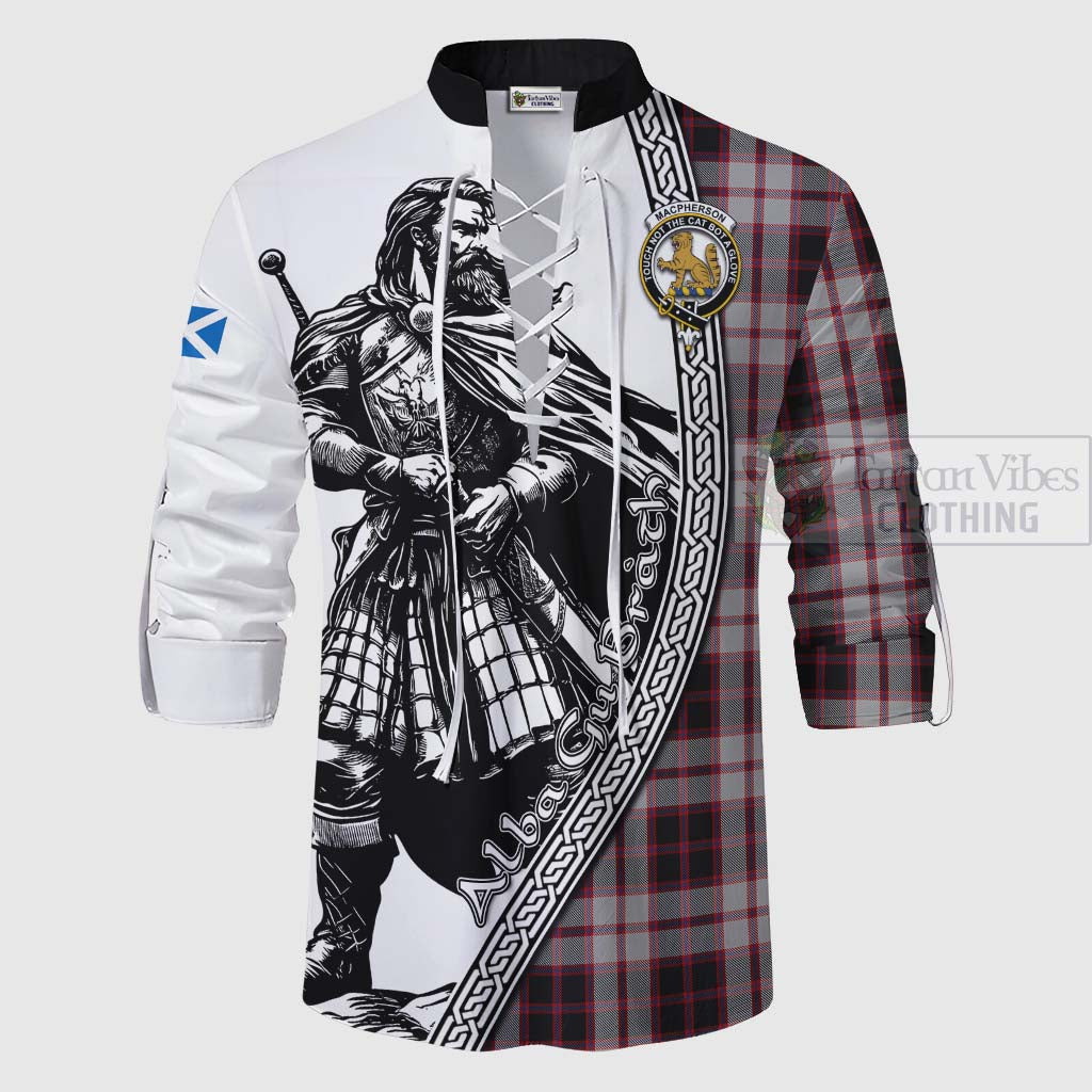 Tartan Vibes Clothing MacPherson (McPherson) Tartan Clan Crest Ghillie Kilt Shirt with Highlander Warrior Celtic Style