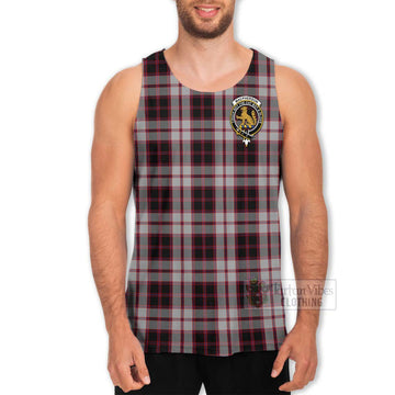 MacPherson (McPherson) Tartan Men's Tank Top with Family Crest and Bearded Skull Holding Bottles of Whiskey