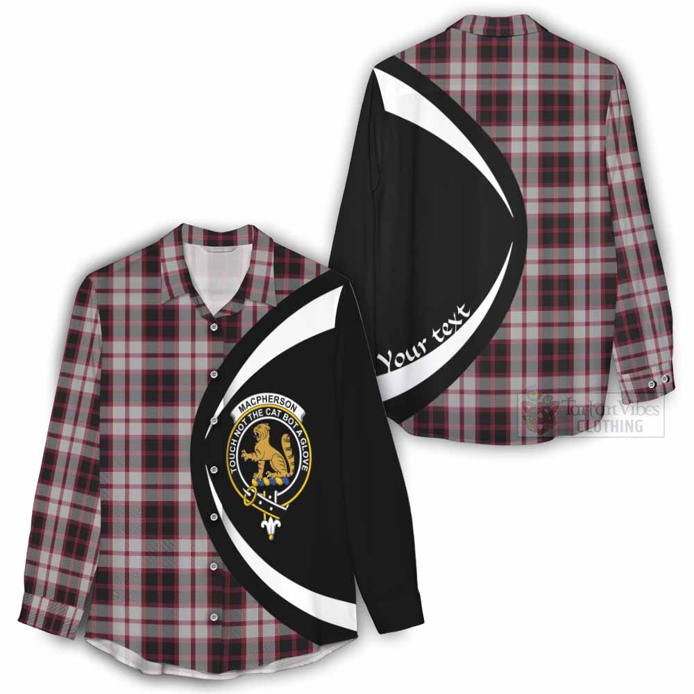 Tartan Vibes Clothing MacPherson (McPherson) Tartan Women's Casual Shirt with Family Crest Circle Style