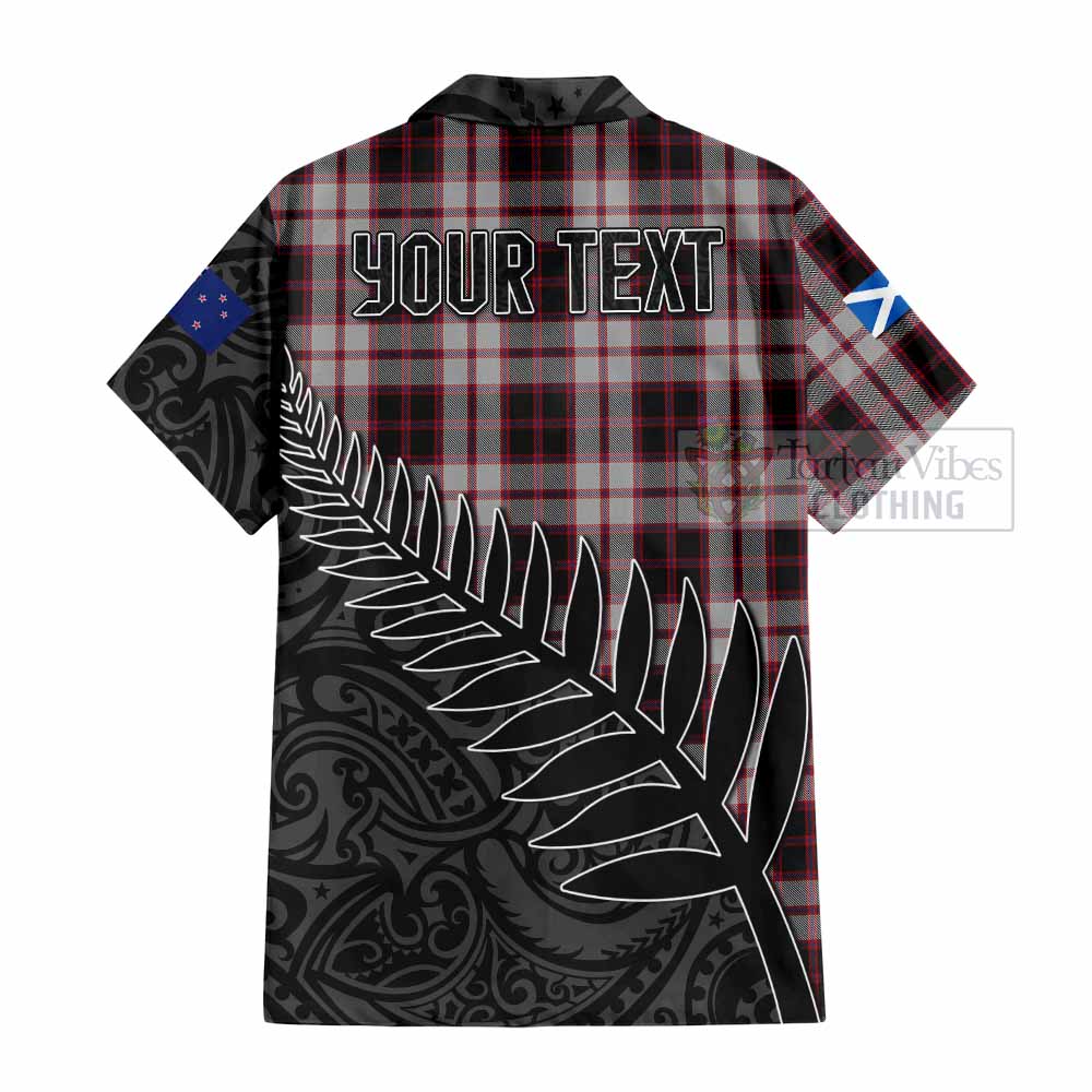 Tartan Vibes Clothing MacPherson (McPherson) Crest Tartan Short Sleeve Button Shirt with New Zealand Silver Fern Half Style