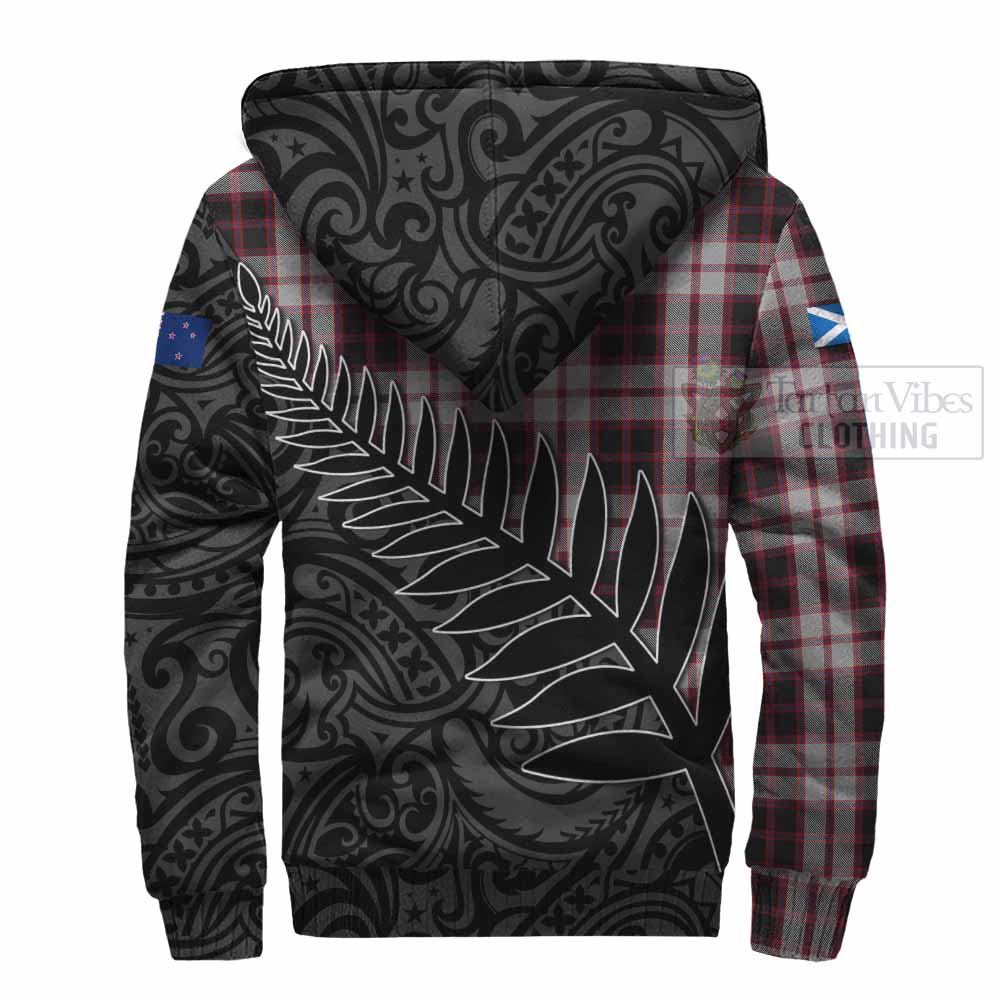 Tartan Vibes Clothing MacPherson (McPherson) Crest Tartan Sherpa Hoodie with New Zealand Silver Fern Half Style