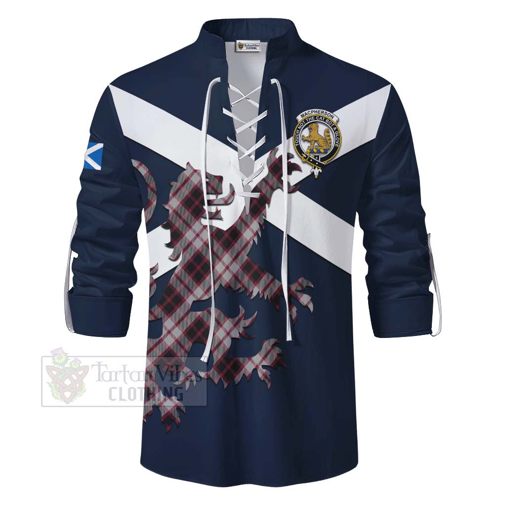 Tartan Vibes Clothing MacPherson (McPherson) Tartan Lion Rampant Ghillie Kilt Shirt Proudly Display Your Heritage with Alba Gu Brath and Clan Name