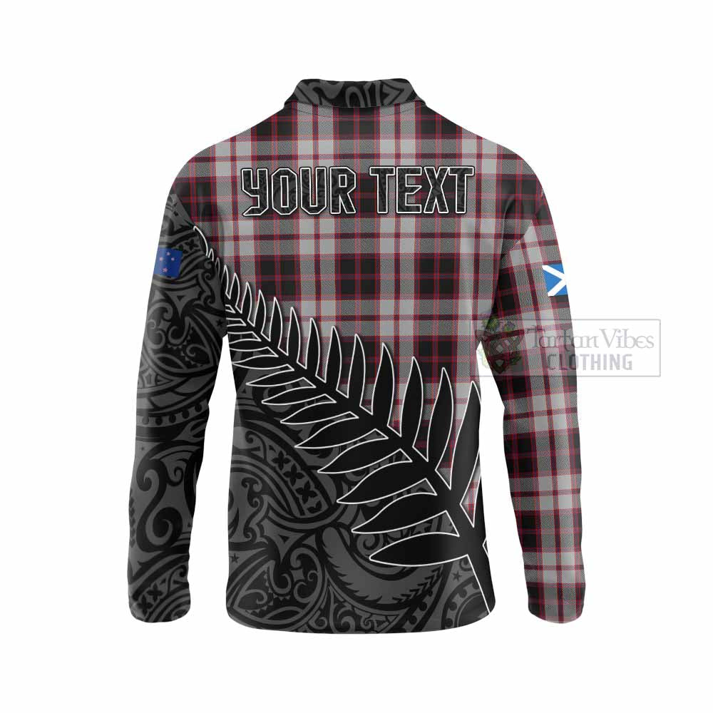 Tartan Vibes Clothing MacPherson (McPherson) Crest Tartan Long Sleeve Polo Shirt with New Zealand Silver Fern Half Style