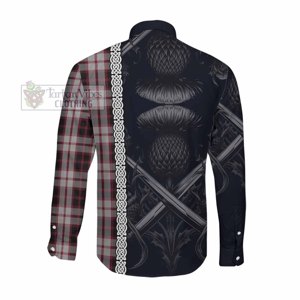 MacPherson (McPherson) Tartan Long Sleeve Button Shirt with Family Crest Cross Sword Thistle Celtic Vibes Men's Shirt - Tartan Vibes Clothing