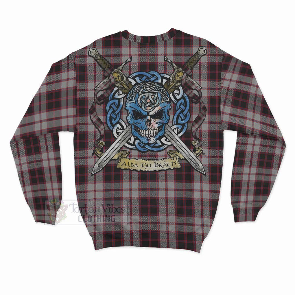 Tartan Vibes Clothing MacPherson (McPherson) Tartan Sweatshirt with Family Crest Celtic Skull Style