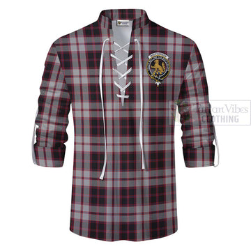 MacPherson (McPherson) Tartan Ghillie Kilt Shirt with Family Crest Celtic Skull Style