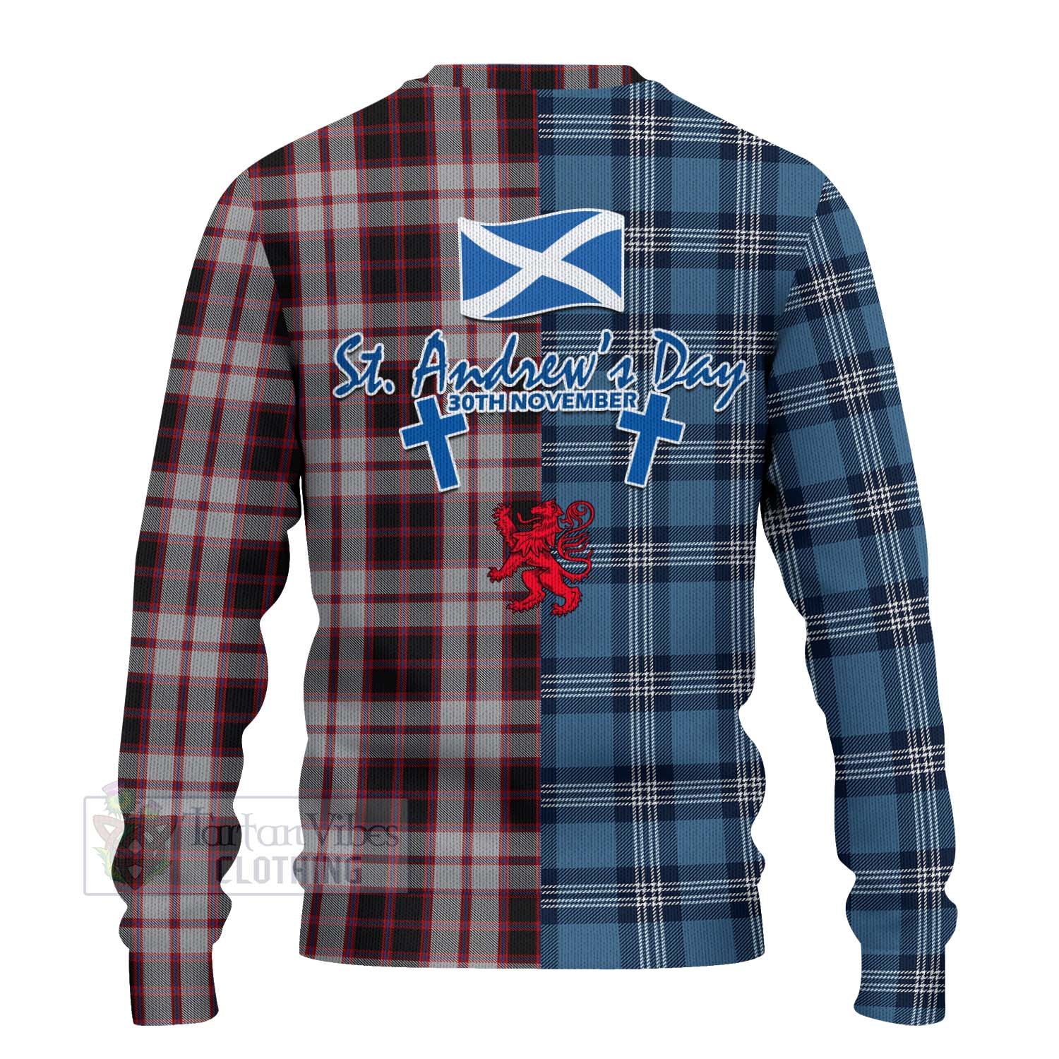 Tartan Vibes Clothing MacPherson (McPherson) Tartan Knitted Sweater Happy St. Andrew's Day Half Tartan Style