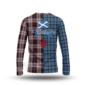 MacPherson (McPherson) Tartan Long Sleeve T-Shirt Happy St. Andrew's Day Half Tartan Style