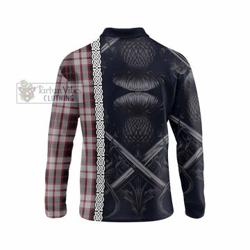 MacPherson (McPherson) Tartan Long Sleeve Polo Shirt with Family Crest Cross Sword Thistle Celtic Vibes