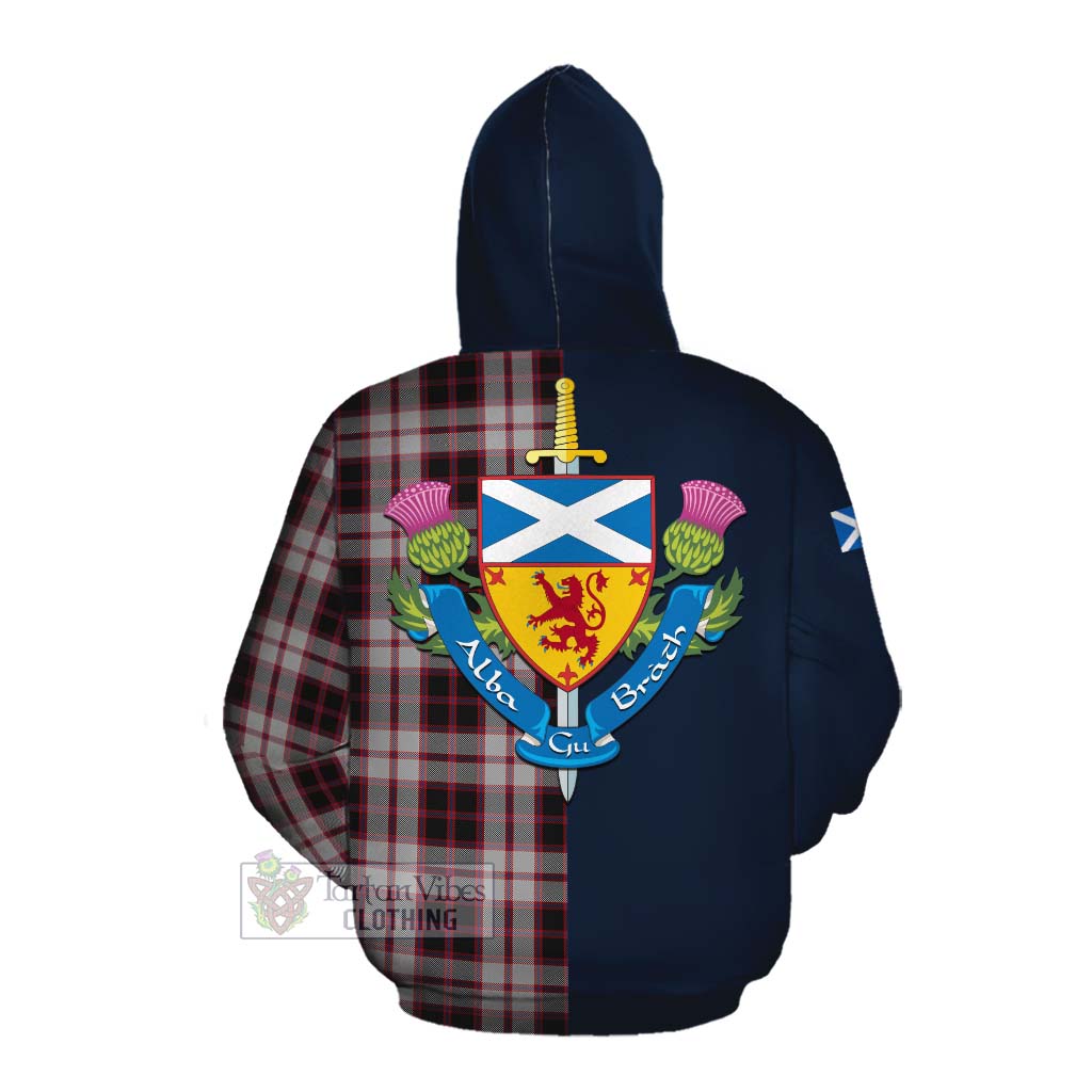 Tartan Vibes Clothing MacPherson (McPherson) Tartan Cotton Hoodie Alba with Scottish Lion Royal Arm Half Style