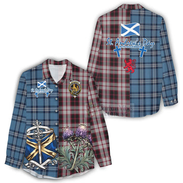 MacPherson (McPherson) Tartan Women's Casual Shirt Happy St. Andrew's Day Half Tartan Style