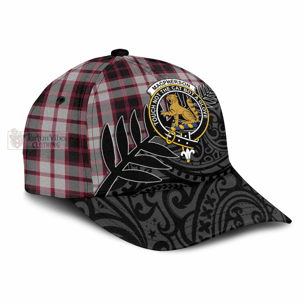 Tartan Vibes Clothing MacPherson (McPherson) Tartan Classic Cap with New Zealand Silver Fern Half Style