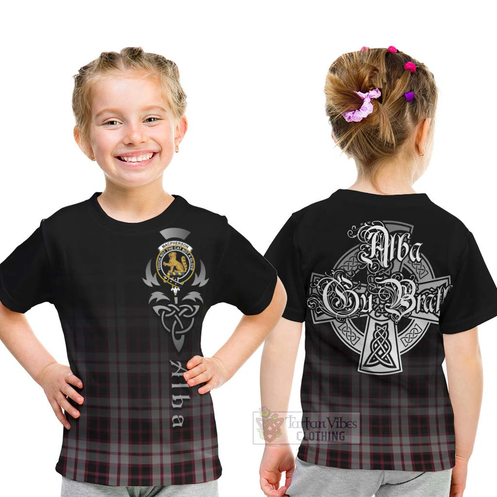 Tartan Vibes Clothing MacPherson (McPherson) Tartan Kid T-Shirt Featuring Alba Gu Brath Family Crest Celtic Inspired