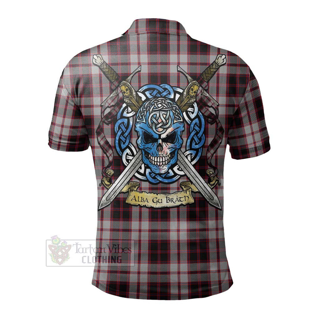 Tartan Vibes Clothing MacPherson (McPherson) Tartan Polo Shirt with Family Crest Celtic Skull Style