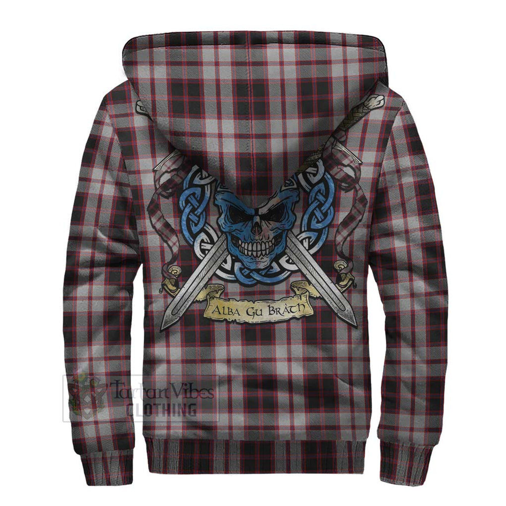 Tartan Vibes Clothing MacPherson (McPherson) Tartan Sherpa Hoodie with Family Crest Celtic Skull Style