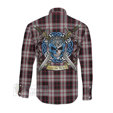 MacPherson (McPherson) Tartan Long Sleeve Button Shirt with Family Crest Celtic Skull Style