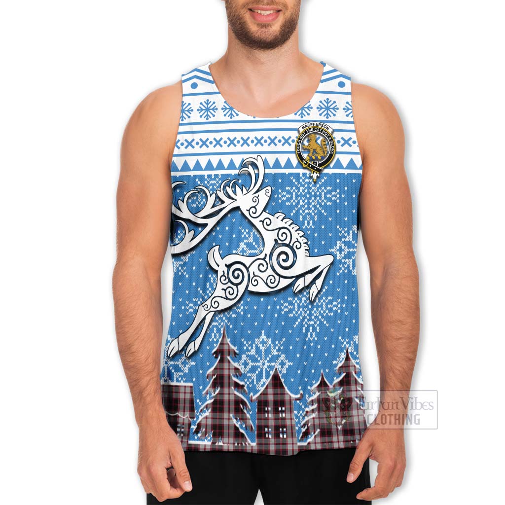 Tartan Vibes Clothing MacPherson (McPherson) Clan Christmas Men's Tank Top Celtic Reindeer Style