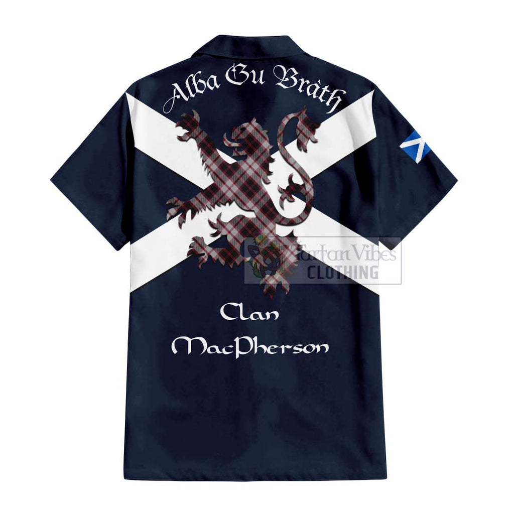 Tartan Vibes Clothing MacPherson (McPherson) Tartan Lion Rampant Short Sleeve Button Shirt – Proudly Display Your Heritage with Alba Gu Brath and Clan Name