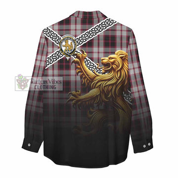 MacPherson (McPherson) Crest Tartan Women's Casual Shirt with Golden Lion Emblem Celtic Style - Tartan Vibes Clothing