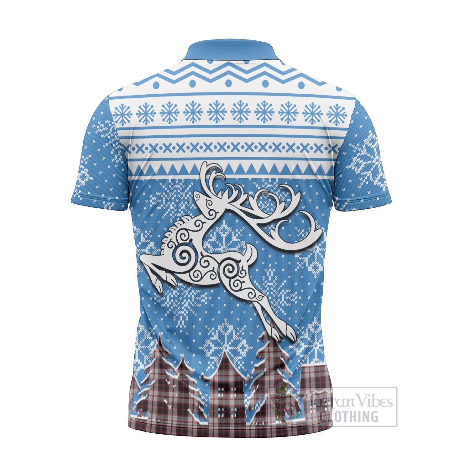 Tartan Vibes Clothing MacPherson (McPherson) Clan Christmas Zipper Polo Shirt Celtic Reindeer Style