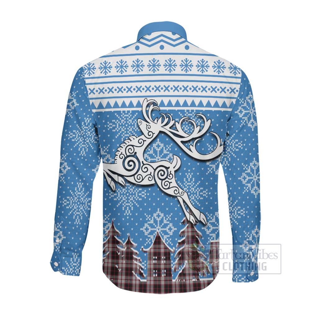 Tartan Vibes Clothing MacPherson (McPherson) Clan Christmas Long Sleeve Button Shirt Celtic Reindeer Style