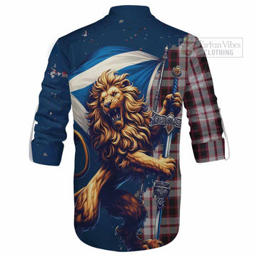 MacPherson (McPherson) Tartan Family Crest Ghillie Kilt Shirt with Scottish Majestic Lion