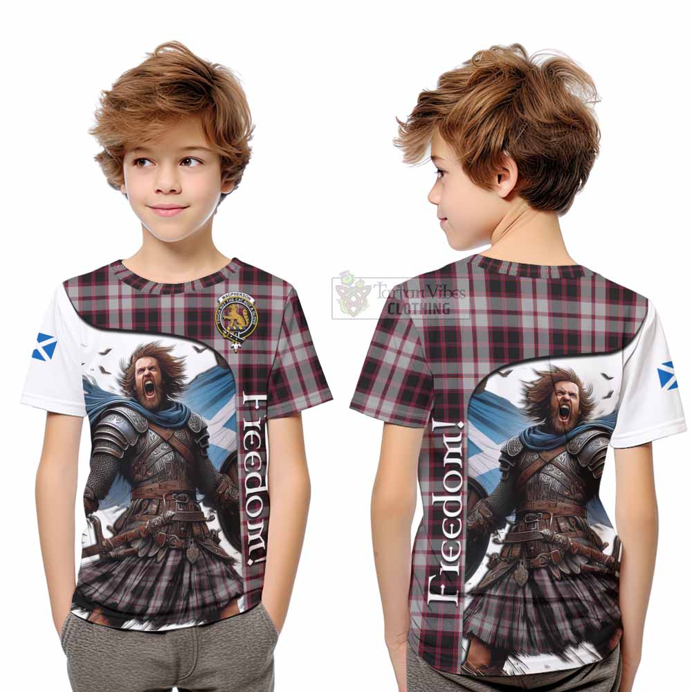 Tartan Vibes Clothing MacPherson (McPherson) Crest Tartan Kid T-Shirt Inspired by the Freedom of Scottish Warrior