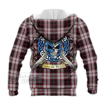 MacPherson (McPherson) Tartan Knitted Hoodie with Family Crest Celtic Skull Style