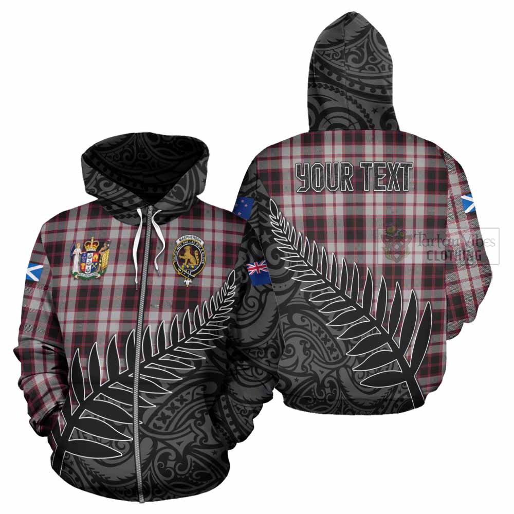 Tartan Vibes Clothing MacPherson (McPherson) Crest Tartan Hoodie with New Zealand Silver Fern Half Style