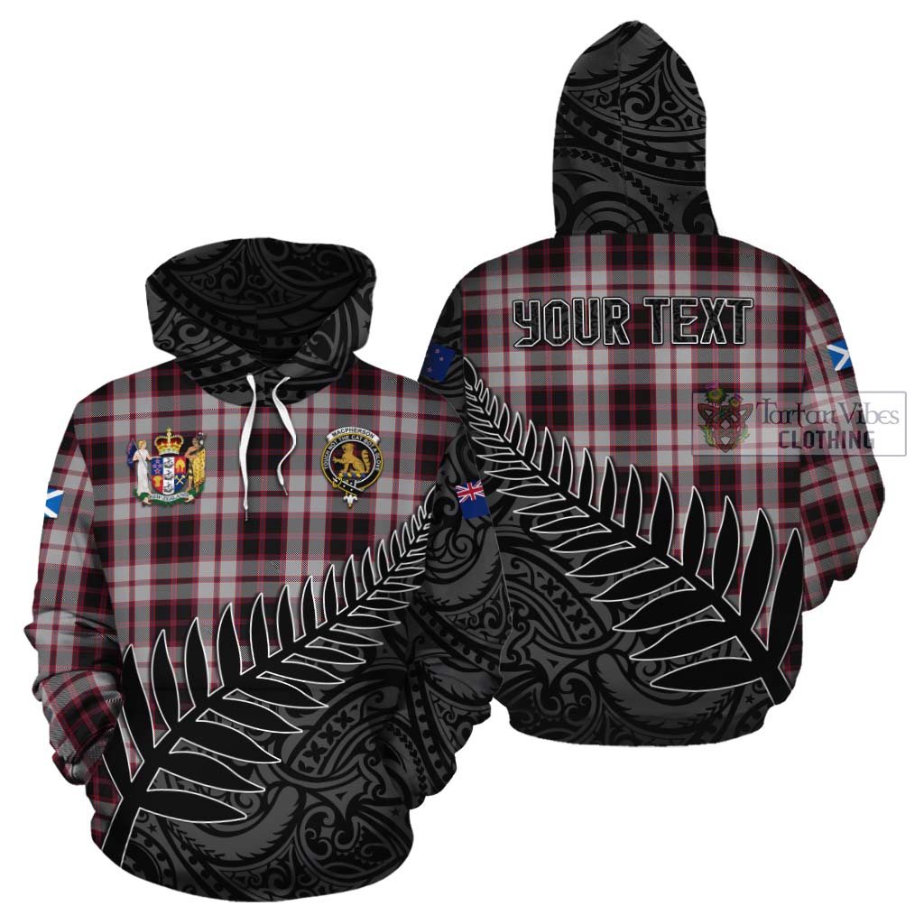 Tartan Vibes Clothing MacPherson (McPherson) Crest Tartan Cotton Hoodie with New Zealand Silver Fern Half Style