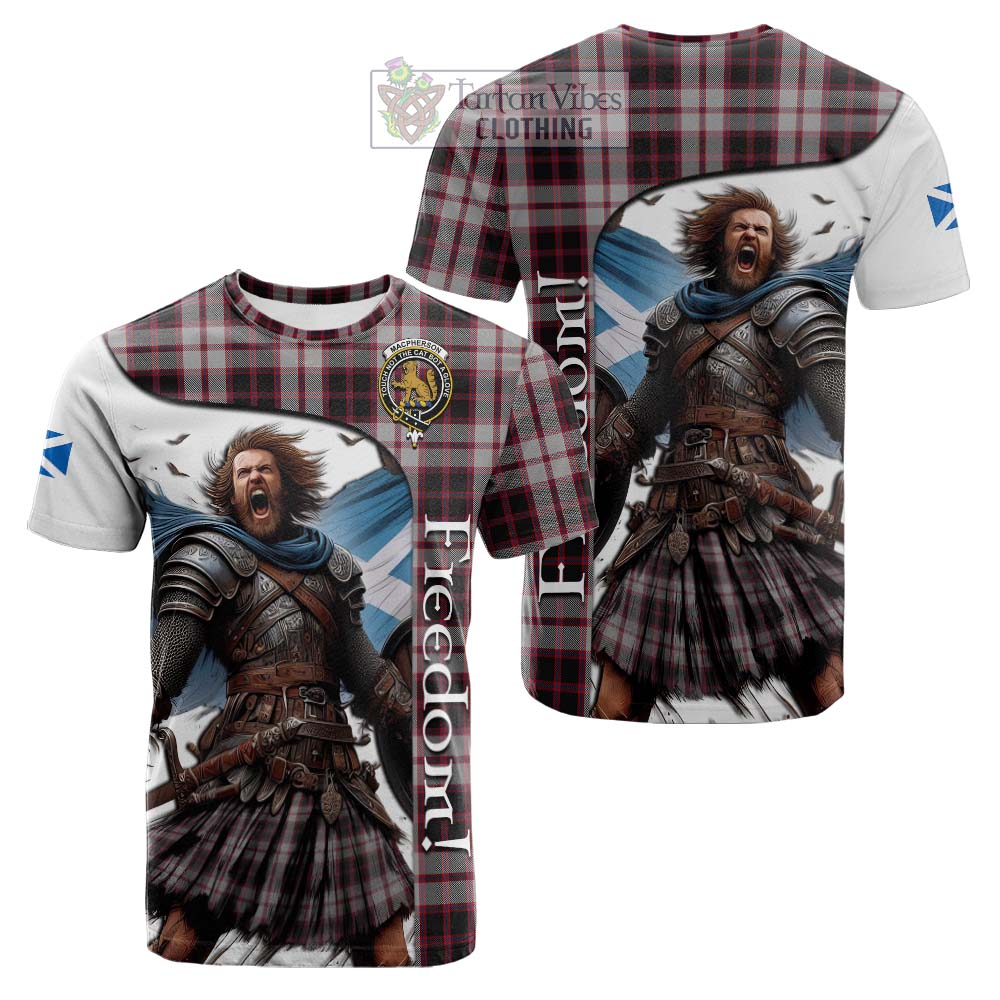 Tartan Vibes Clothing MacPherson (McPherson) Crest Tartan Cotton T-shirt Inspired by the Freedom of Scottish Warrior