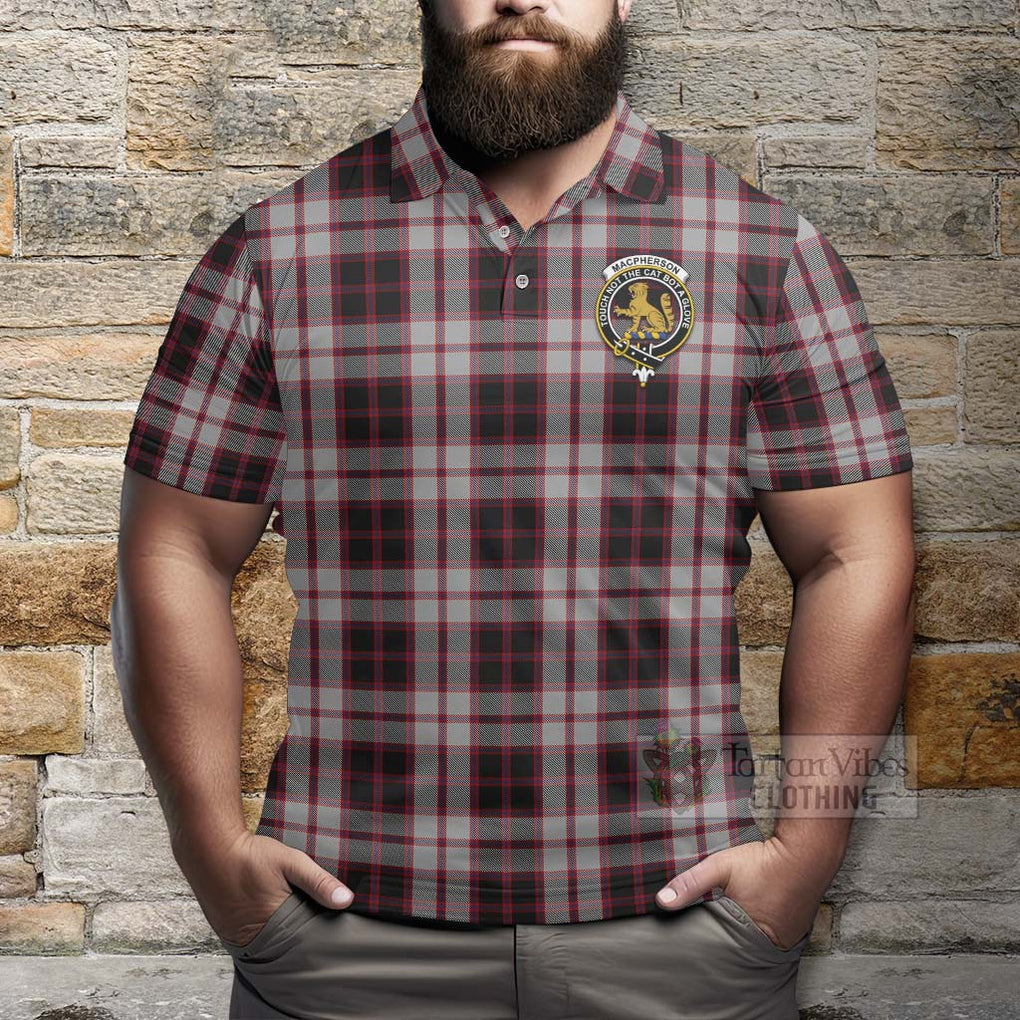 Tartan Vibes Clothing MacPherson (McPherson) Tartan Polo Shirt with Family Crest Celtic Skull Style