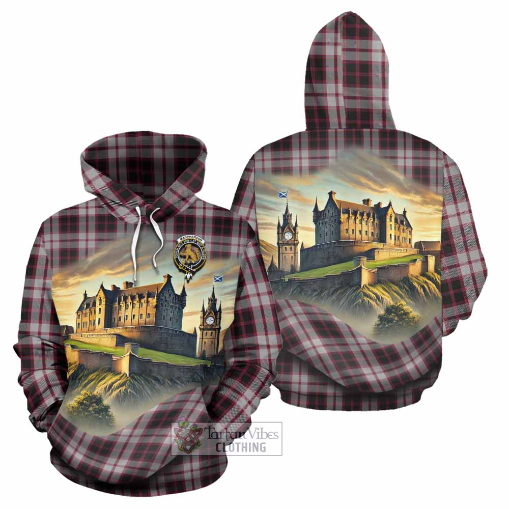 MacPherson (McPherson) Tartan Family Crest Hoodie with Scottish Ancient Castle Style - Tartan Vibes Clothing