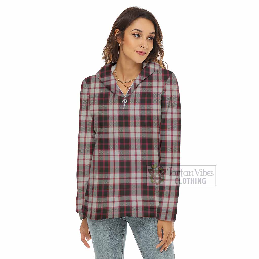 Tartan Vibes Clothing MacPherson (McPherson) Tartan Women's Borg  Half Zip Fleece Hoodie