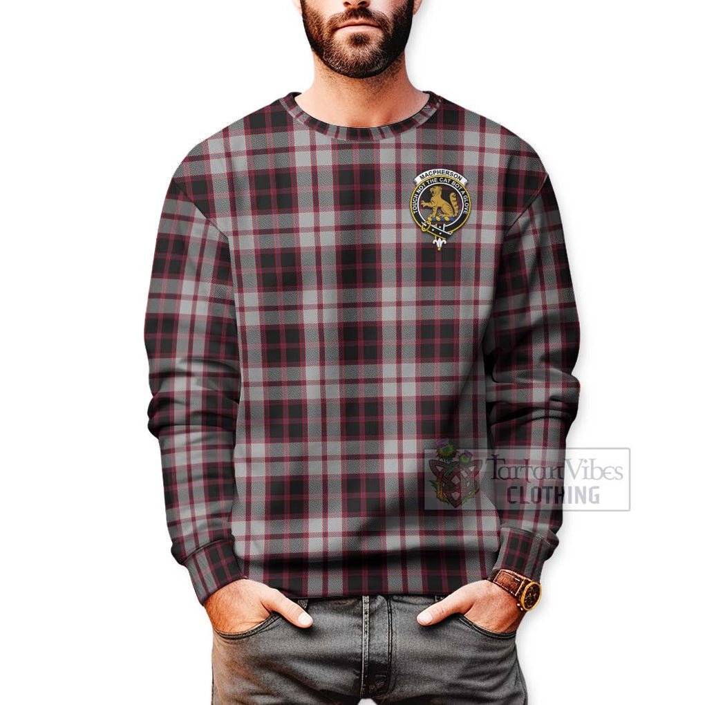 Tartan Vibes Clothing MacPherson (McPherson) Tartan Sweatshirt with Family Crest Celtic Skull Style