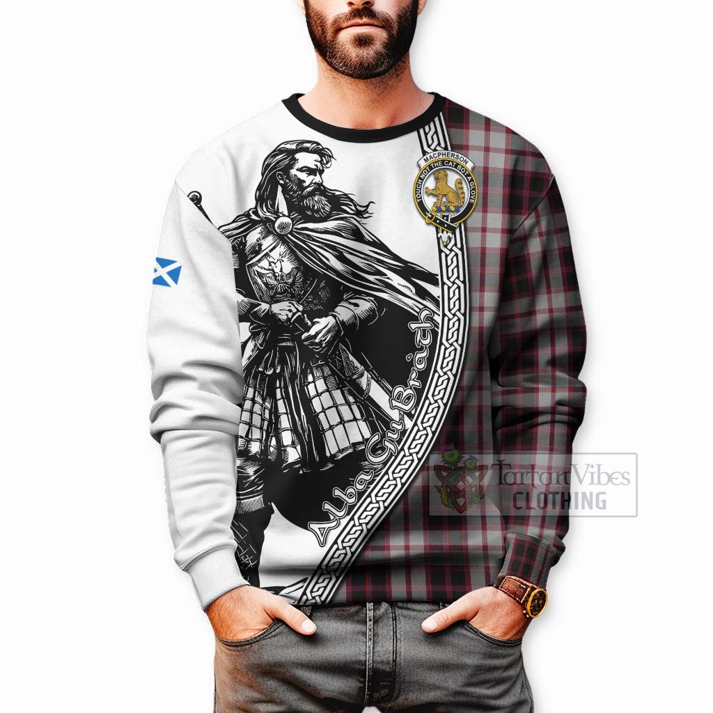 Tartan Vibes Clothing MacPherson (McPherson) Tartan Clan Crest Sweatshirt with Highlander Warrior Celtic Style