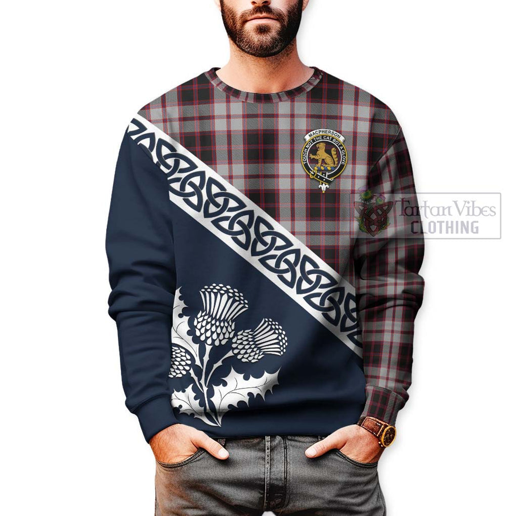 Tartan Vibes Clothing MacPherson (McPherson) Tartan Sweatshirt Featuring Thistle and Scotland Map