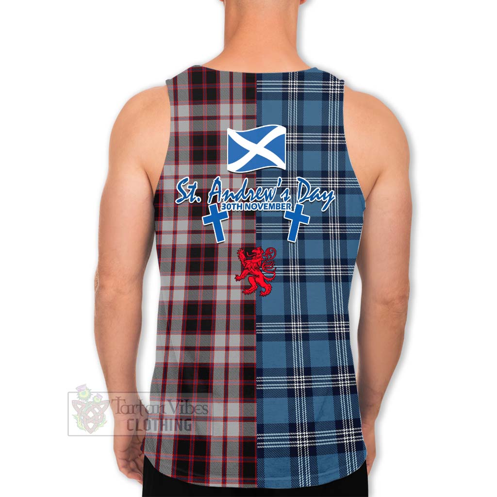 Tartan Vibes Clothing MacPherson (McPherson) Tartan Men's Tank Top Happy St. Andrew's Day Half Tartan Style