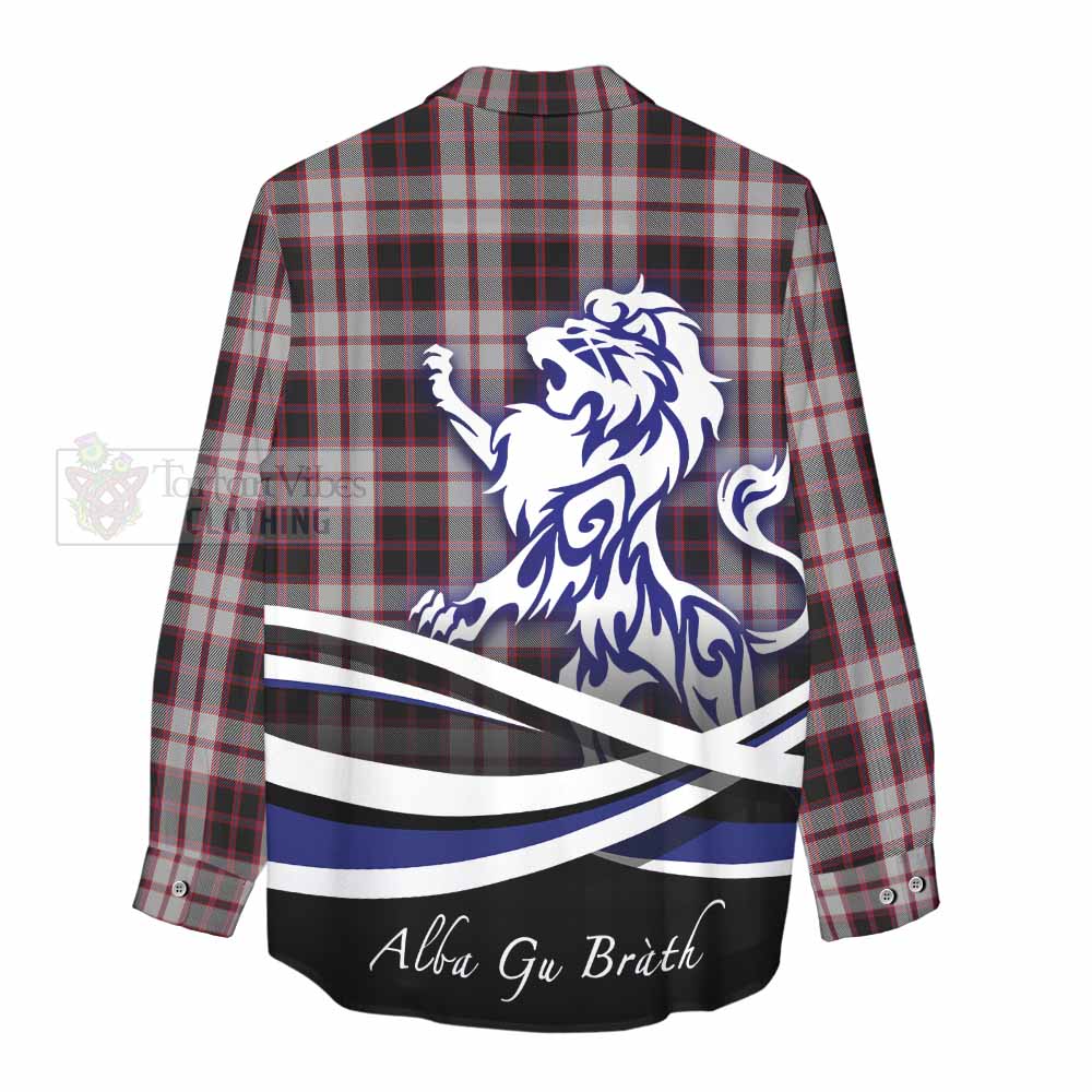 Tartan Vibes Clothing MacPherson (McPherson) Tartan Women's Casual Shirt with Alba Gu Brath Regal Lion Emblem