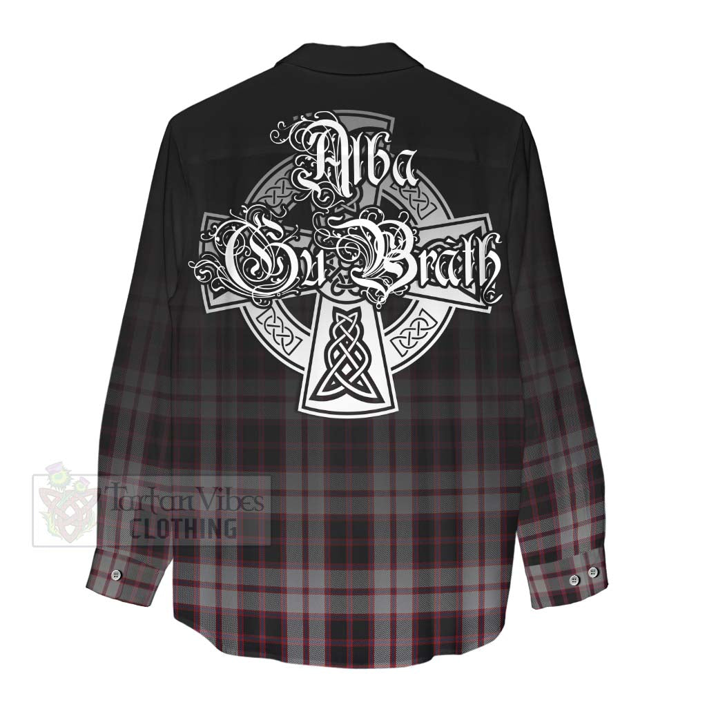 Tartan Vibes Clothing MacPherson (McPherson) Tartan Women's Casual Shirt Featuring Alba Gu Brath Family Crest Celtic Inspired