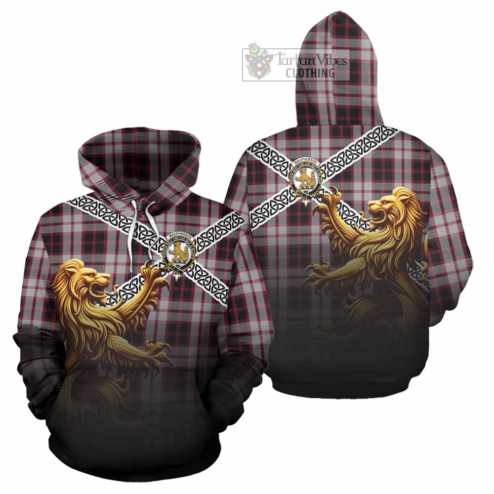 MacPherson (McPherson) Crest Tartan Hoodie with Golden Lion Emblem Celtic Style - Tartan Vibes Clothing