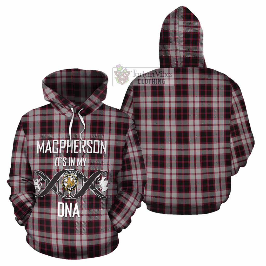 Tartan Vibes Clothing MacPherson (McPherson) Tartan Cotton Hoodie with Family Crest DNA In Me Style