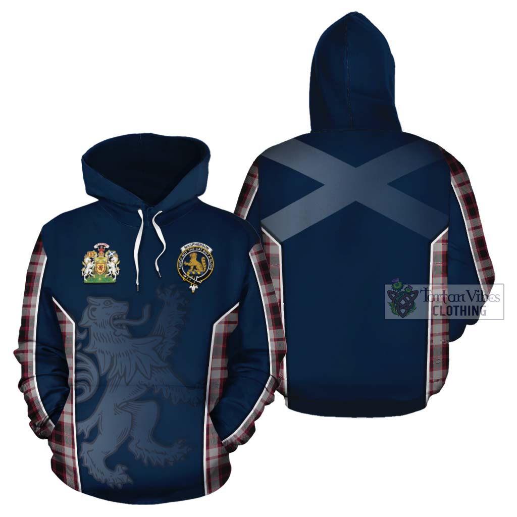 Tartan Vibes Clothing MacPherson (McPherson) Tartan Cotton Hoodie with Family Crest and Lion Rampant Vibes Sport Style