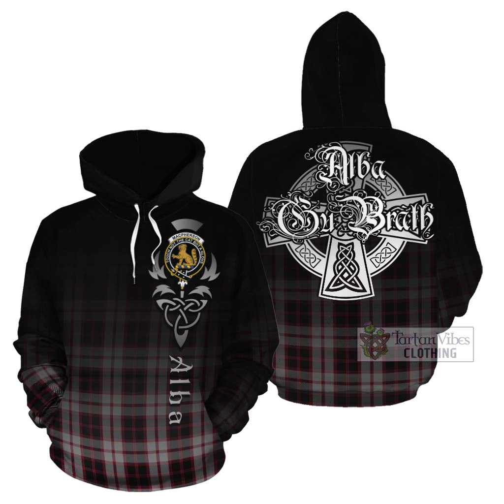 Tartan Vibes Clothing MacPherson (McPherson) Tartan Cotton Hoodie Featuring Alba Gu Brath Family Crest Celtic Inspired