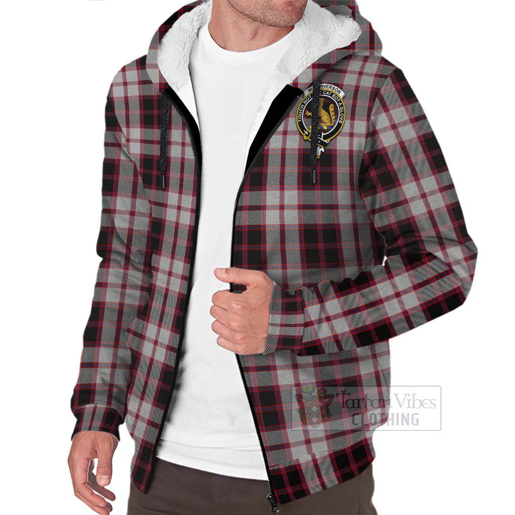 Tartan Vibes Clothing MacPherson (McPherson) Tartan Sherpa Hoodie with Family Crest and Bearded Skull Holding Bottles of Whiskey