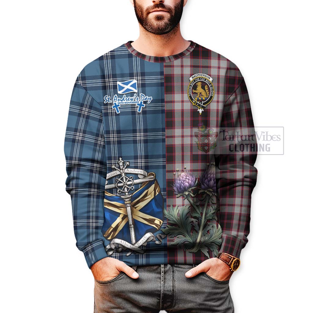 Tartan Vibes Clothing MacPherson (McPherson) Tartan Sweatshirt Happy St. Andrew's Day Half Tartan Style